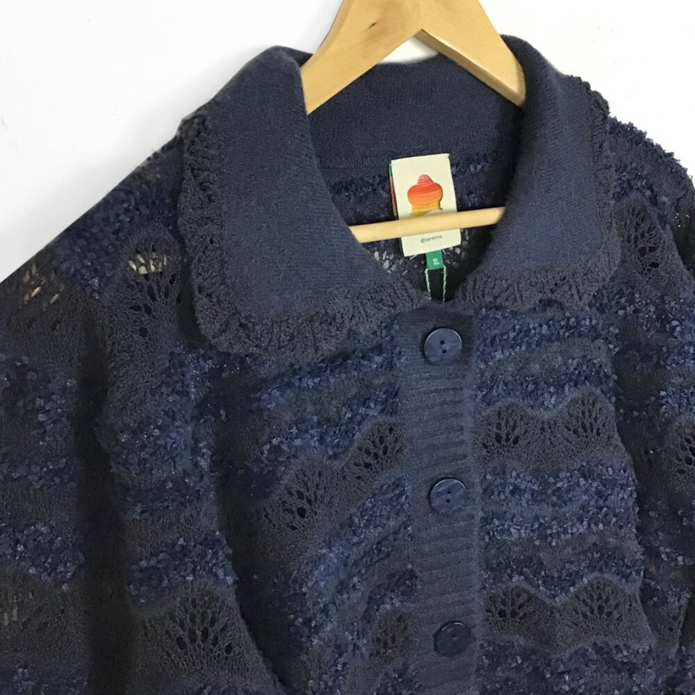 Farm Rio Navy Blue Mixed Stitches Cardigan - Picture 5 of 16
